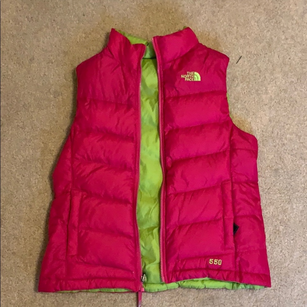 Pink/ Lime Green Reversible The North Face Vest
